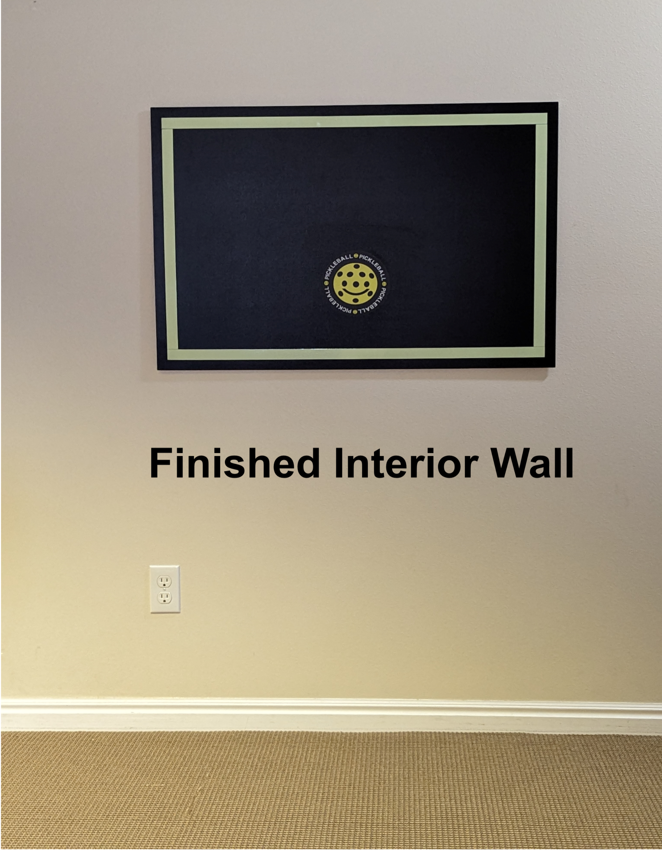 Black board with yellow pickleball target and glow in the dark trim (24" x36")