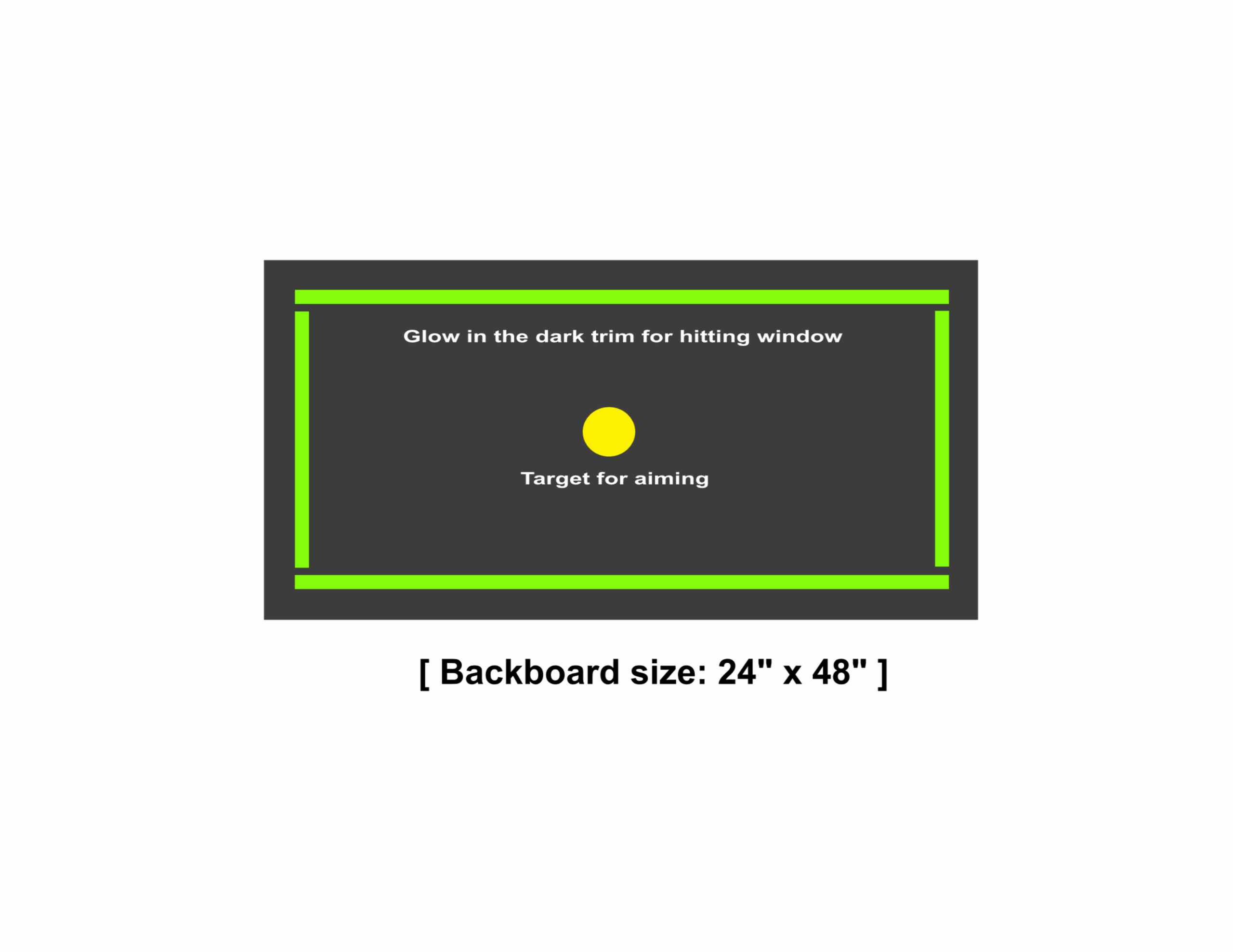 Black board with yellow target and glow in dark trim. (24" x 48")