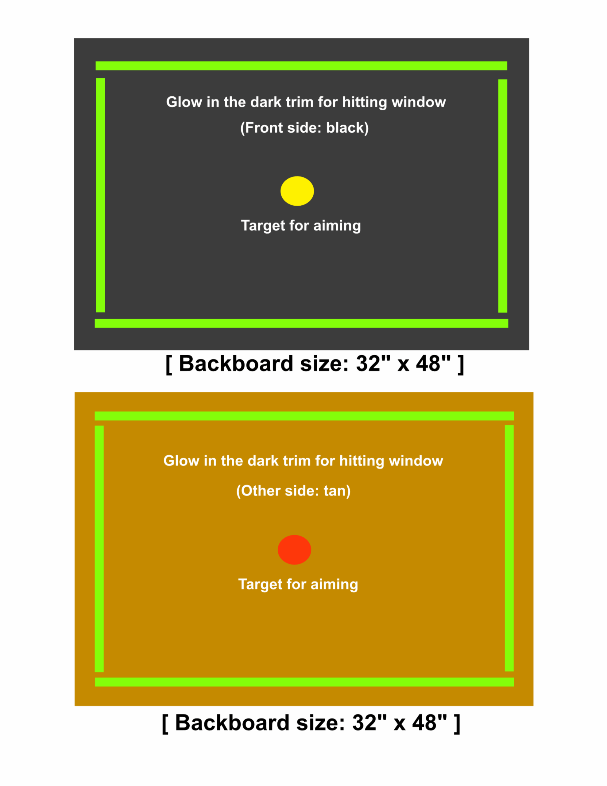 Reversible board with black board on one side and tan board on the other side. (32" x 48")